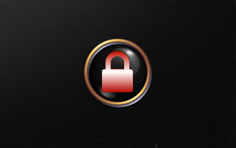 red lock icon on black background