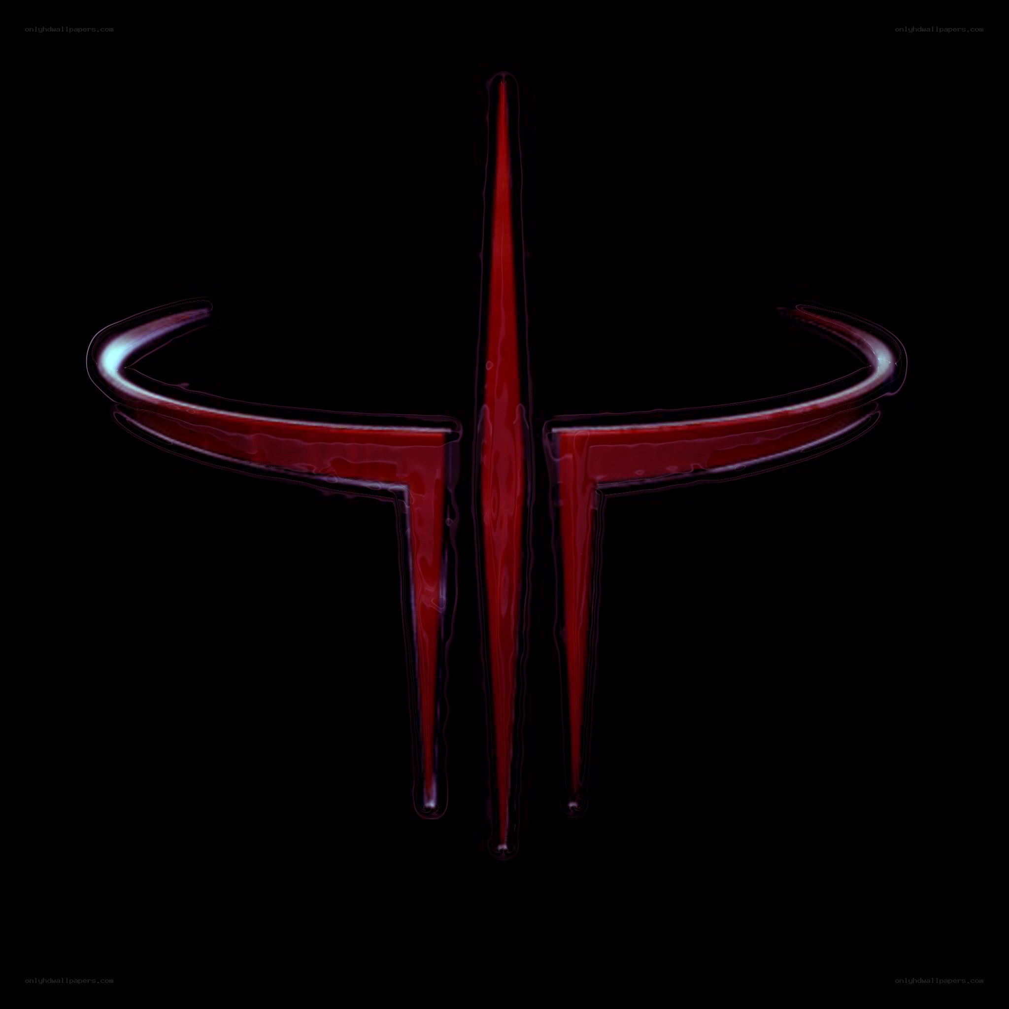 red logo on black background