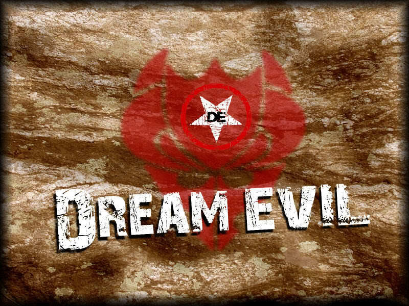 Red Logo on Brown Surface
