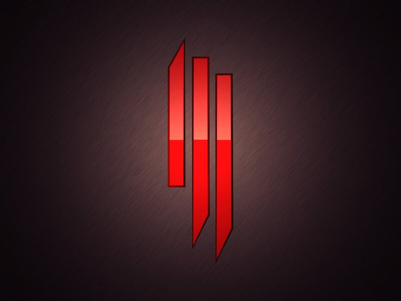 Red Logo on Dark Background — Dramatic, Digital Art