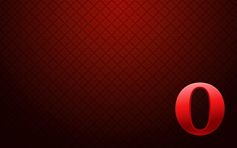 Red Logo on Patterned Background