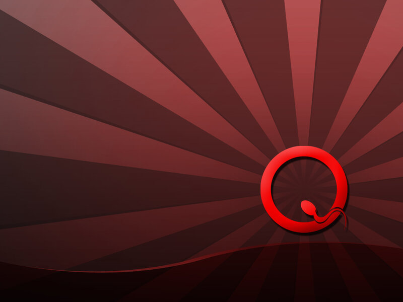 Red logo on radial background