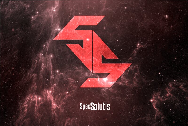 Red Logo on Space Background