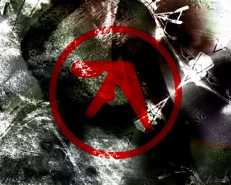 Red Logo on Textured Background