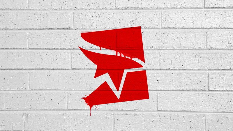 Red Logo on Wall