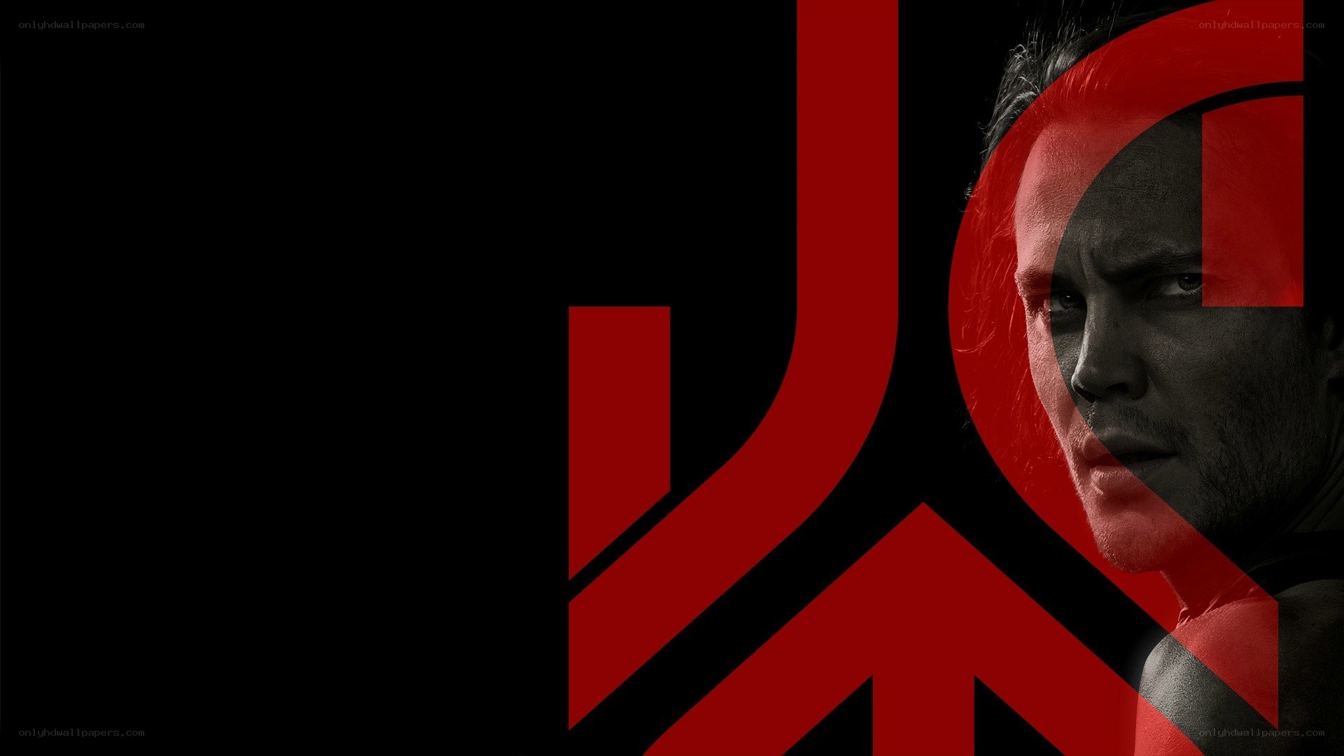 Red logo with man's face