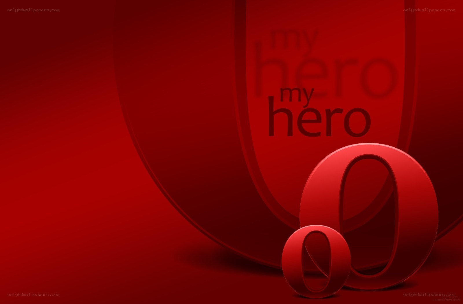 Red logo with text background