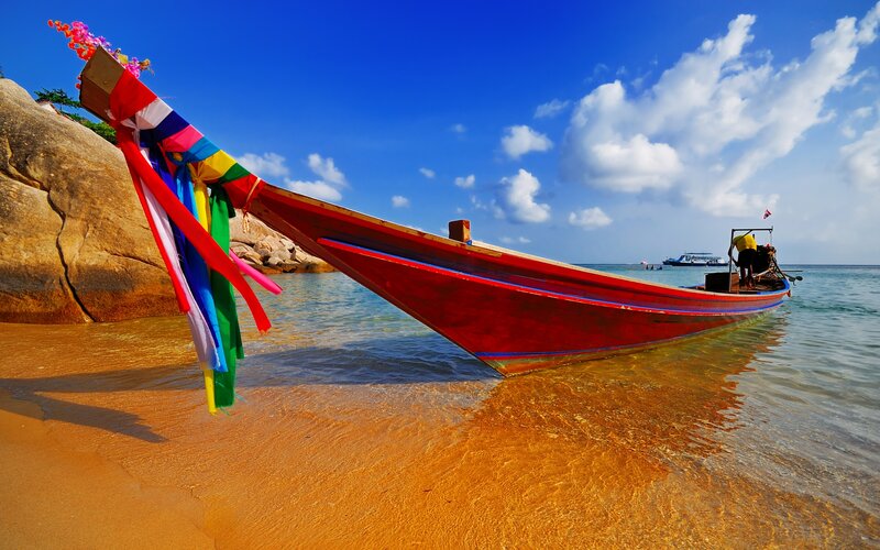 Red Longtail Boat