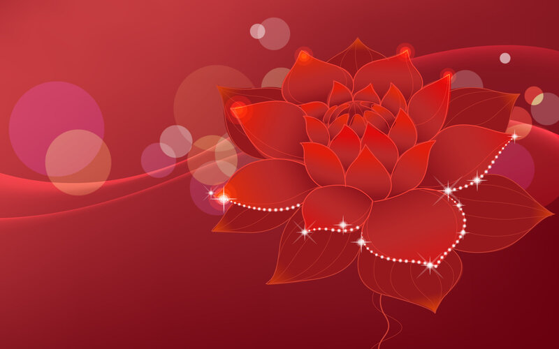 Red Lotus Flower — Serene, Digital Art