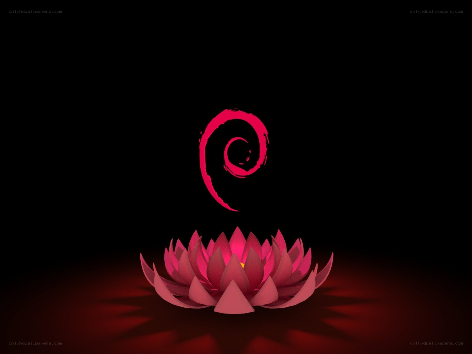 red lotus with Debian logo