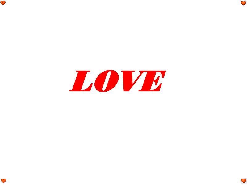 Red love text on white background