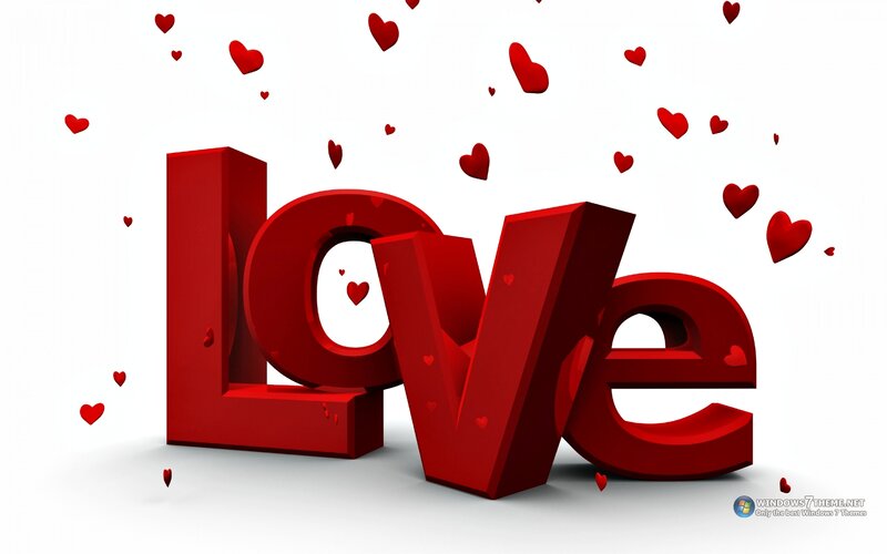Red Love Text — Romantic, 3d Render