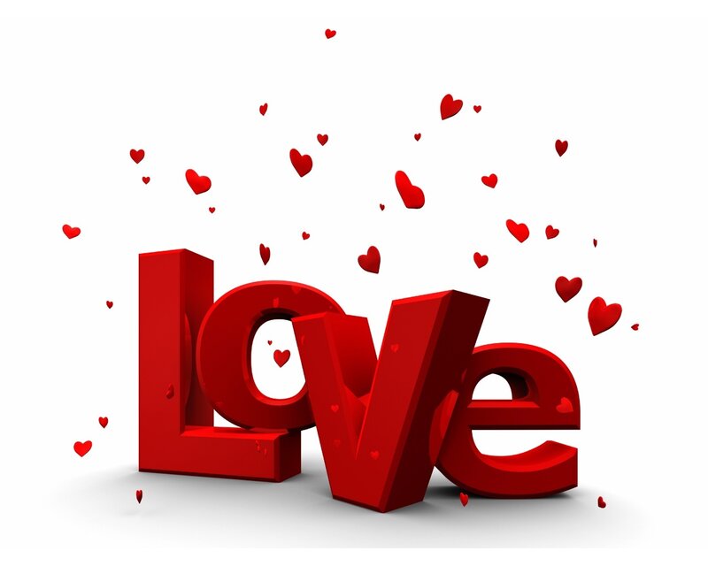 Red Love Text — White