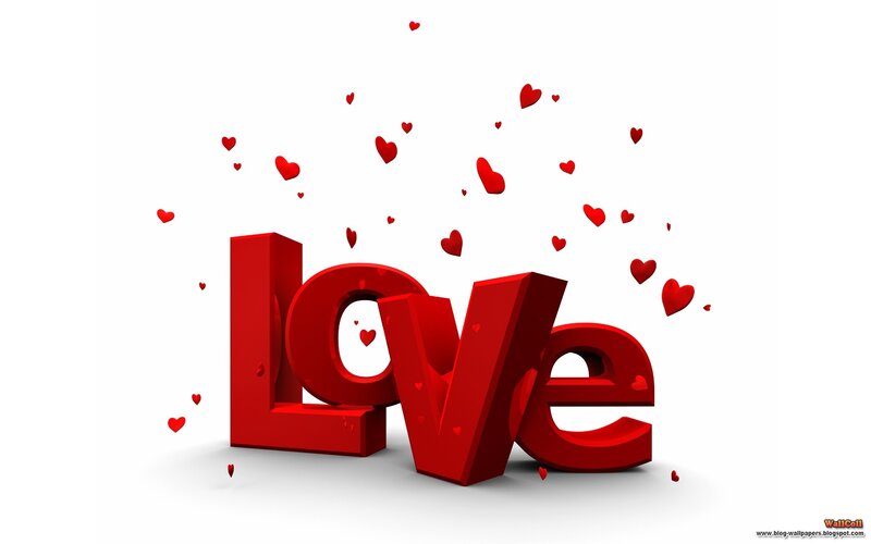 Red love text with hearts