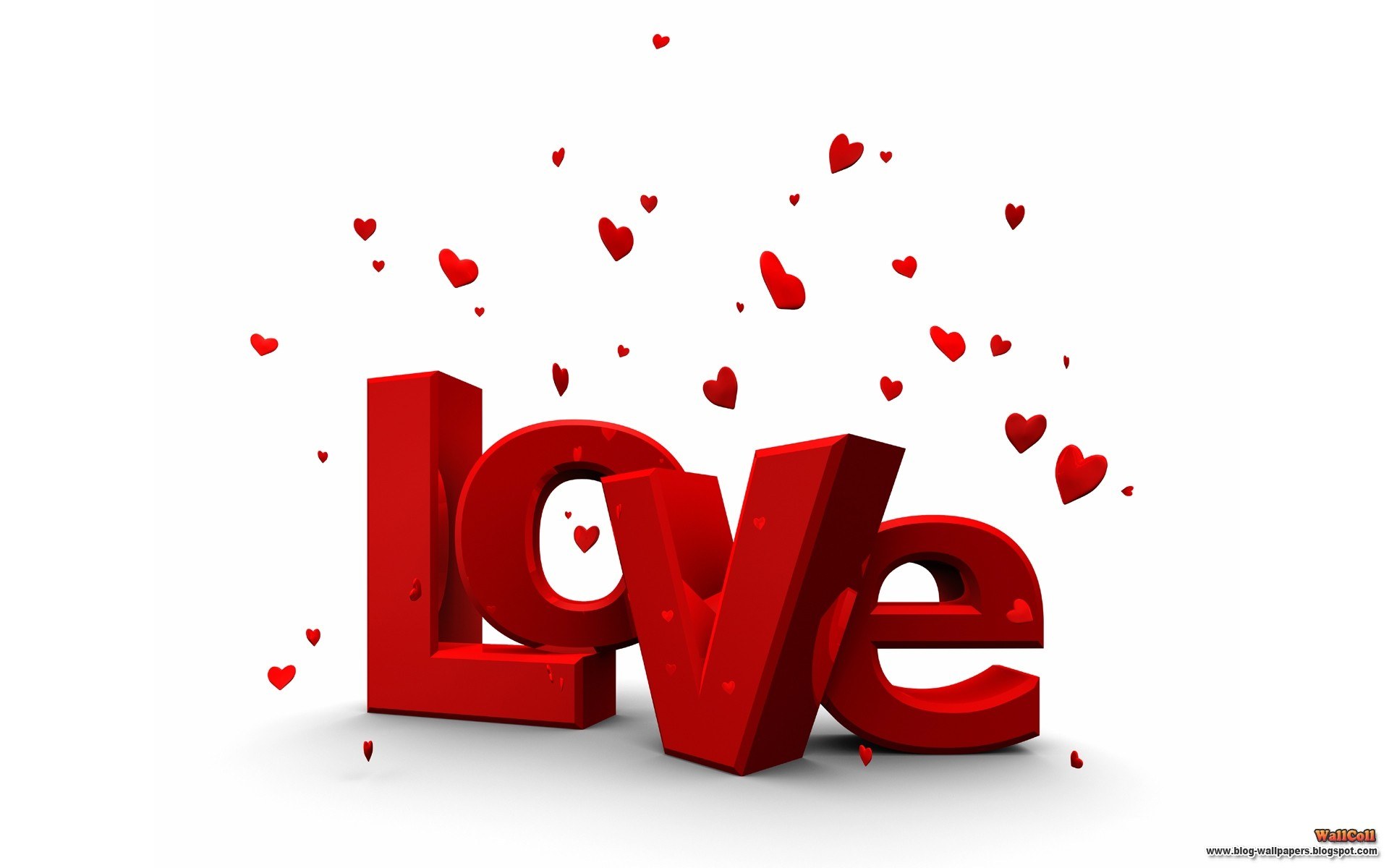 Red love text with hearts