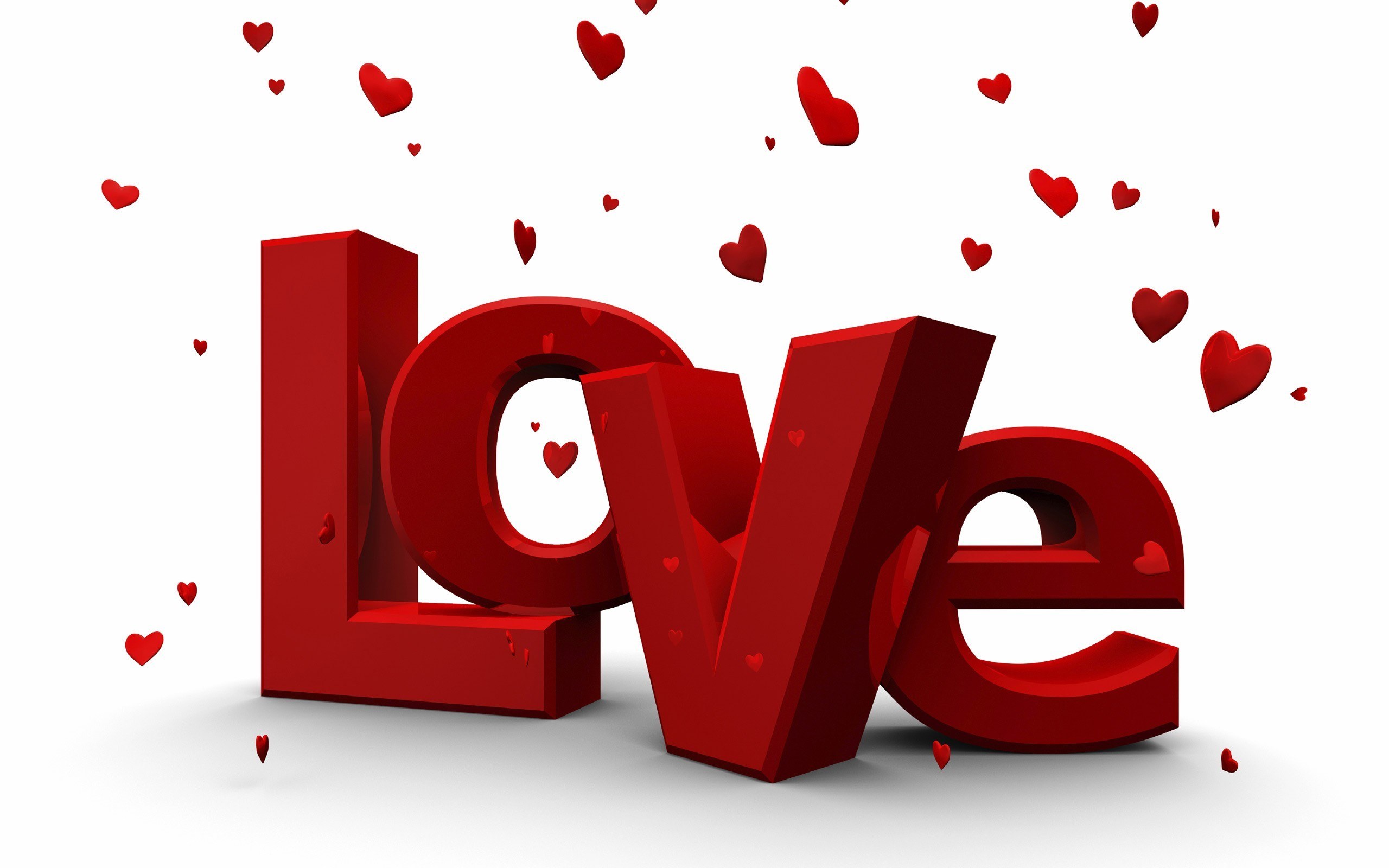 Red love word with hearts
