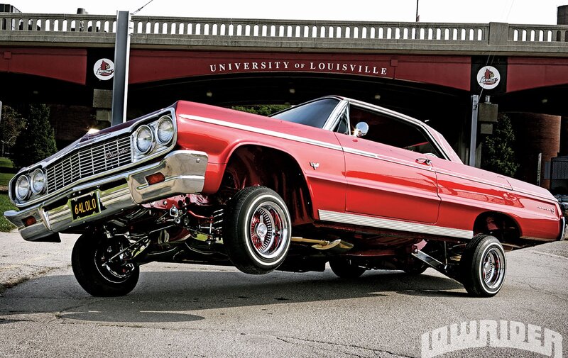 Red Lowrider Car — Dramatic
