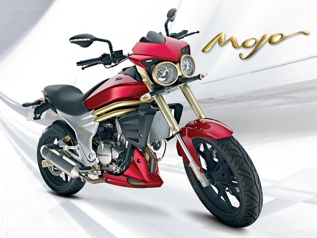 Red Mahindra Mojo motorcycle