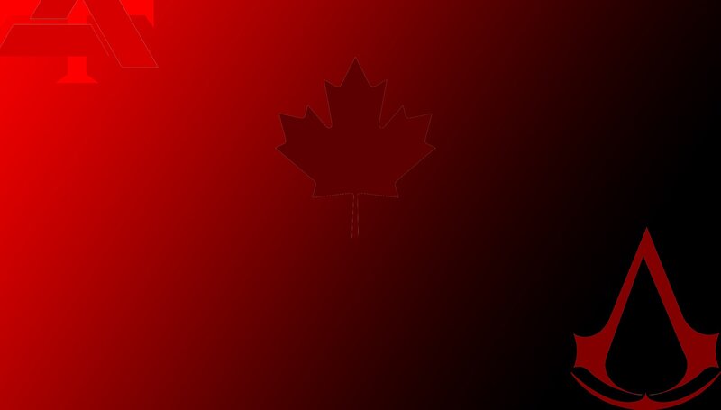 red maple leaf and assassin's creed logo