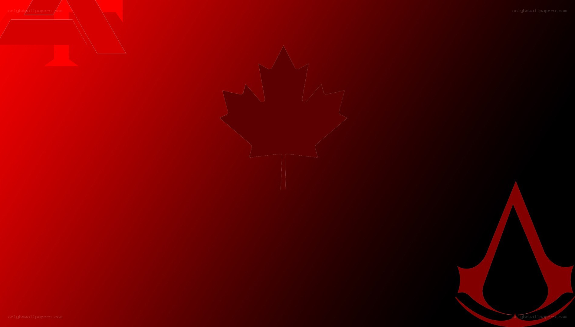 red maple leaf and assassin's creed logo