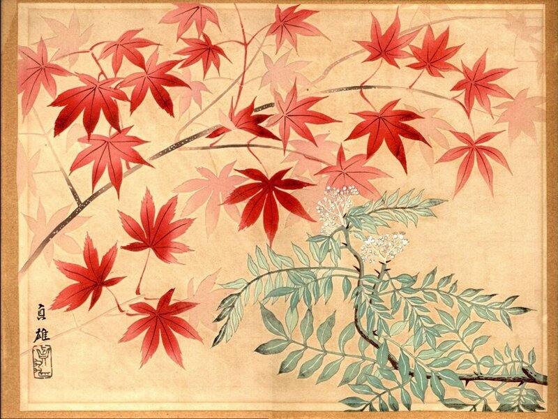 Red Maple Leaves — Serene, Autumn, Painting