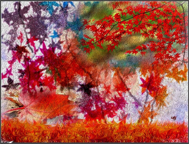 Red Maple Leaves — Vibrant, Autumn, Digital Art