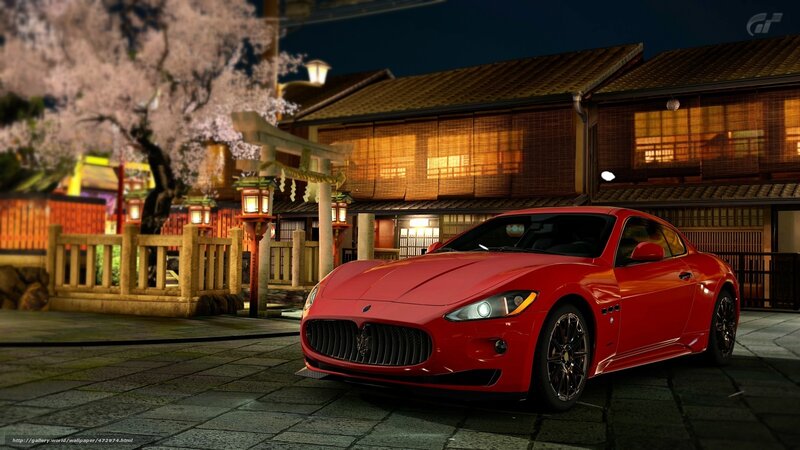 Red Maserati at night