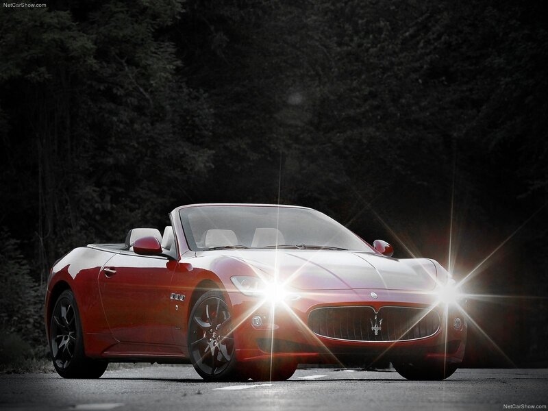 Red Maserati Convertible — Dramatic, Night
