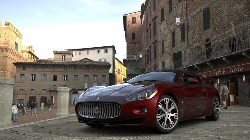 Red Maserati in Italian square