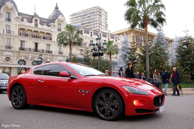 Red Maserati on a city street