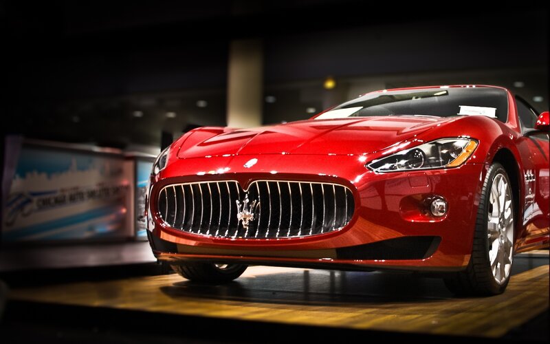 Red Maserati on display