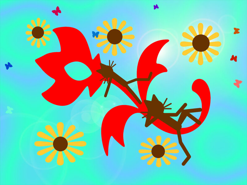 Red Mask with Brown Figures