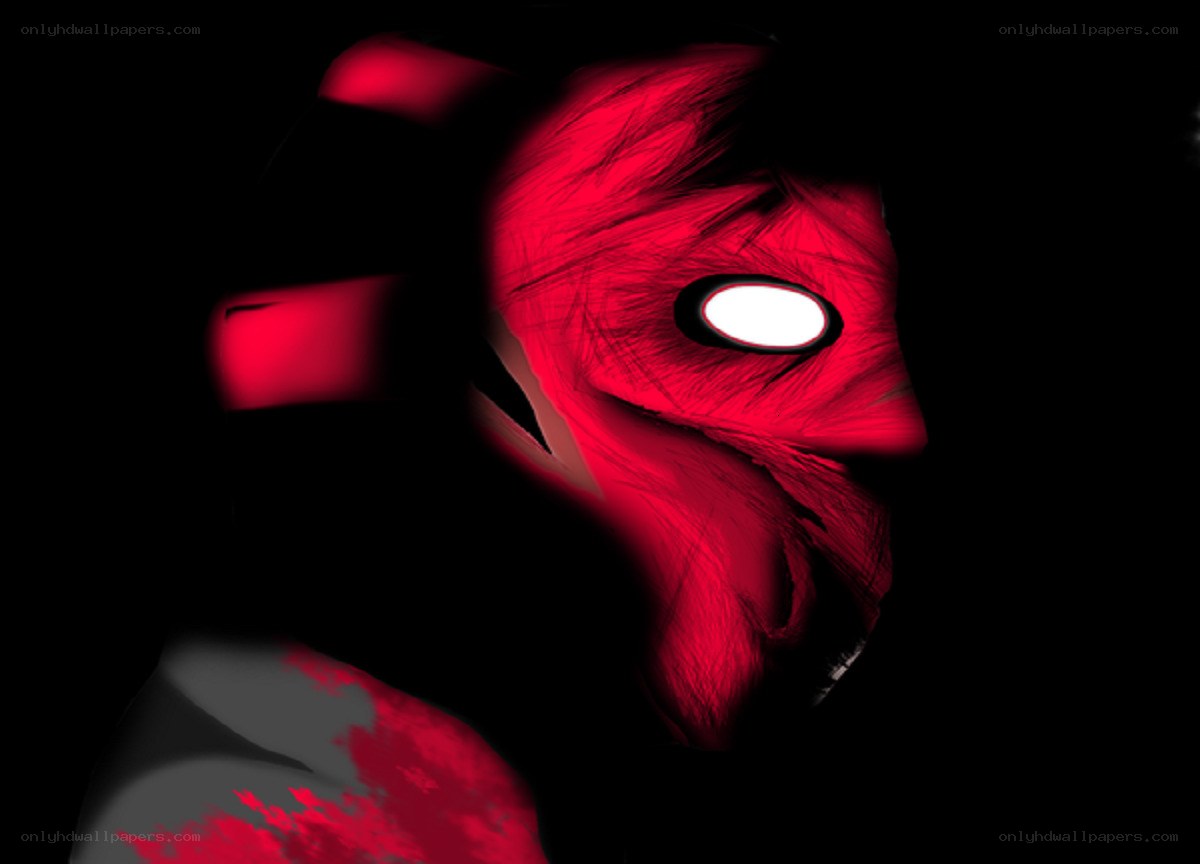 red masked figure in darkness