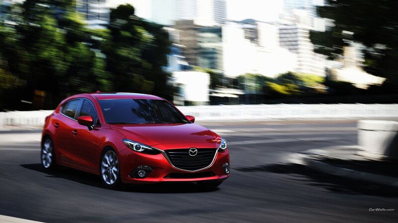 Red Mazda 3 Hatchback — Dynamic, Afternoon, Photograph