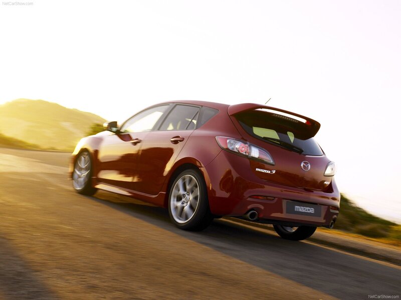 Red Mazda 3 Hatchback — Dynamic, Sunset