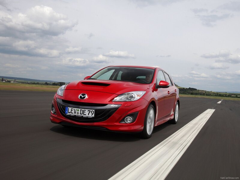 Red Mazda 3 MPS on a racetrack