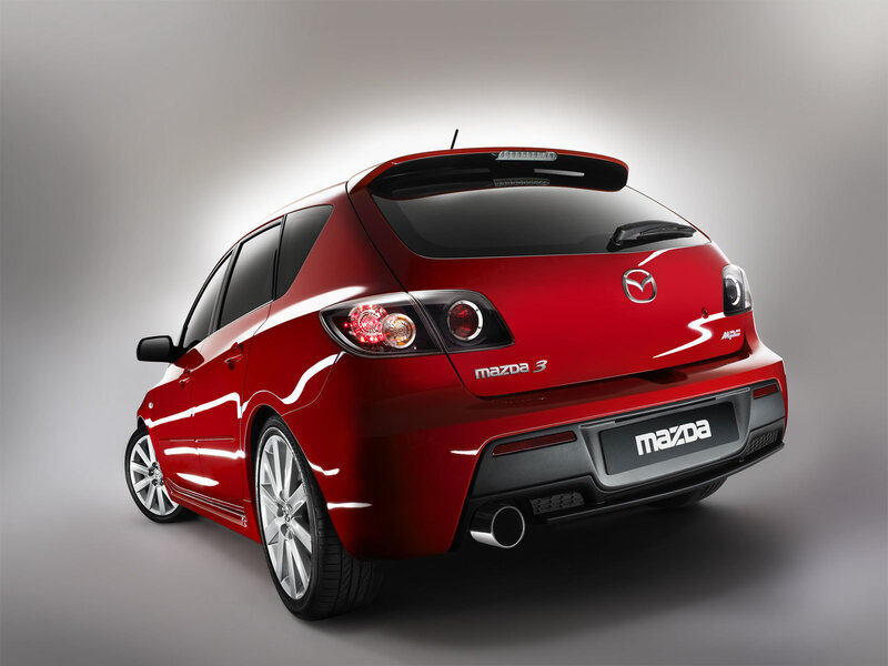 Red Mazda 3 MPS rear view