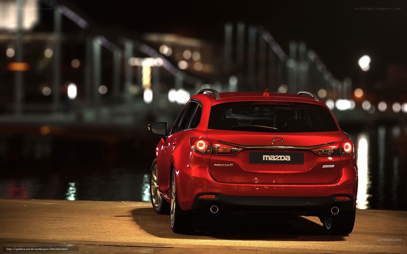 Red Mazda 6 Wagon at Night