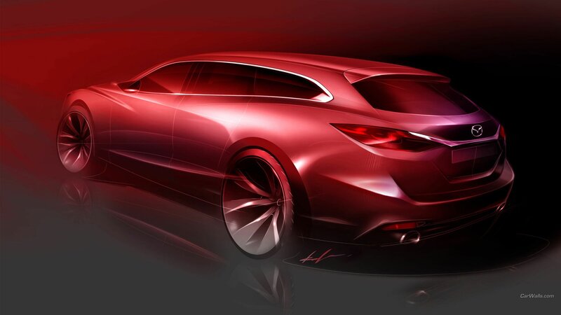Red Mazda Concept Car — Dramatic, Digital Art