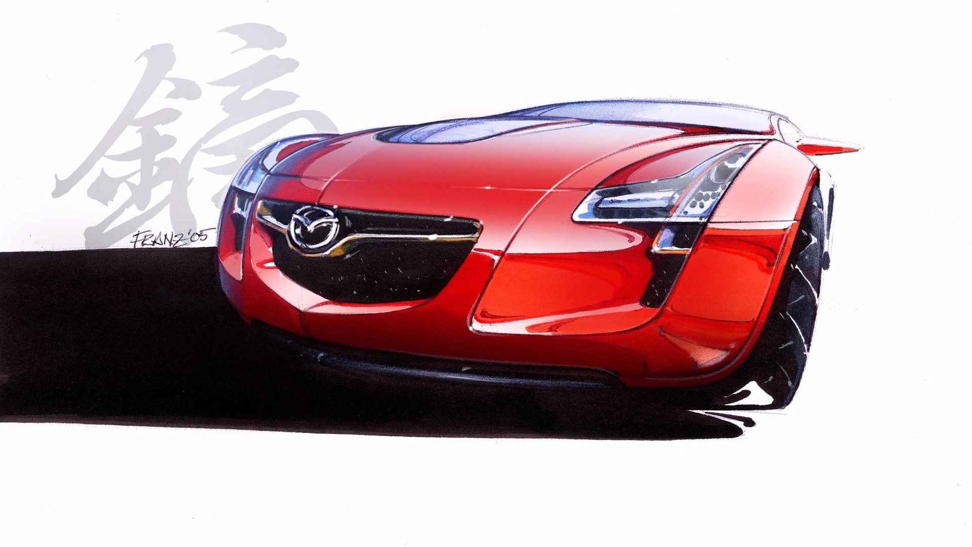 Red Mazda concept car sketch