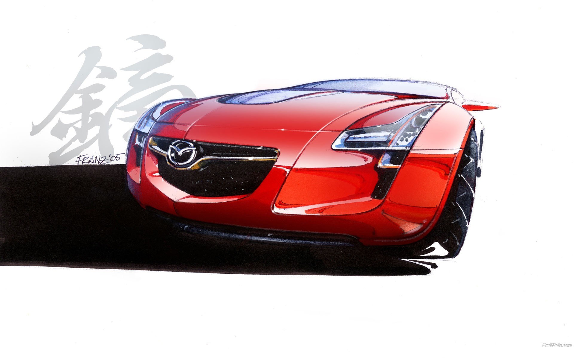 Red Mazda concept car sketch