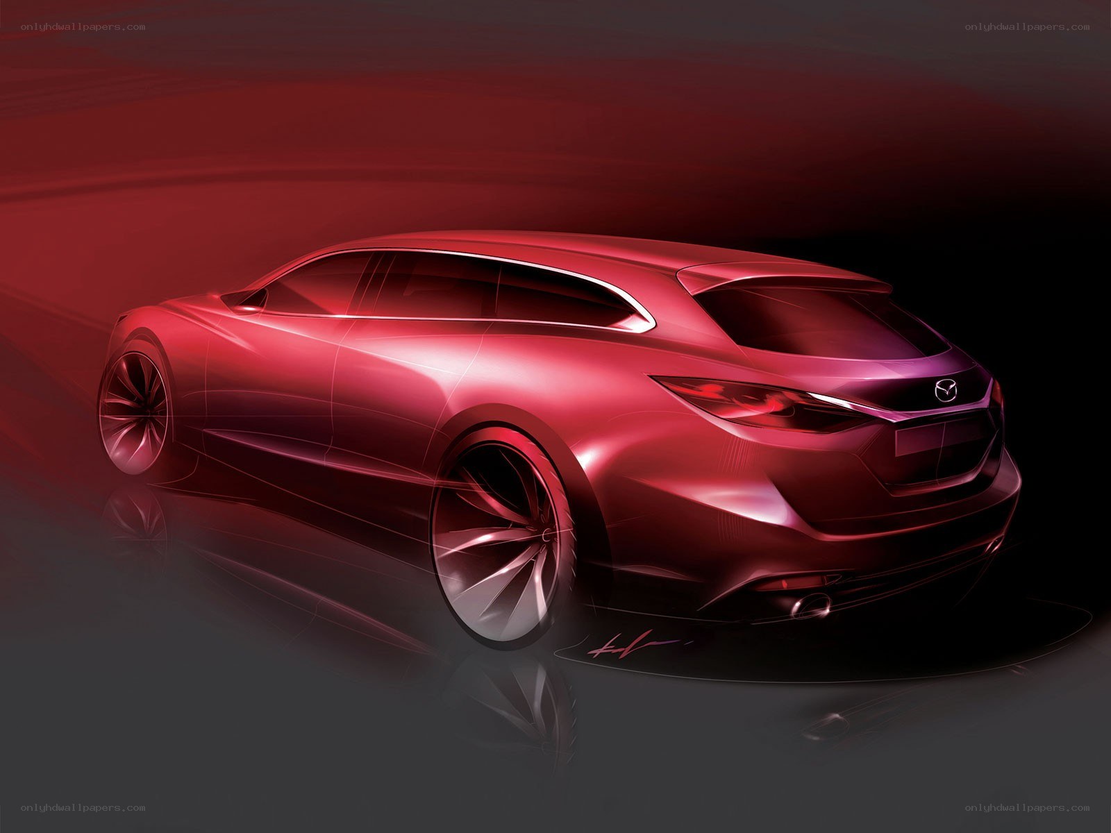 Red Mazda concept car sketch