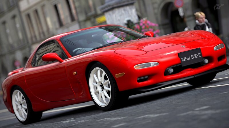 Red Mazda RX-7 sports car