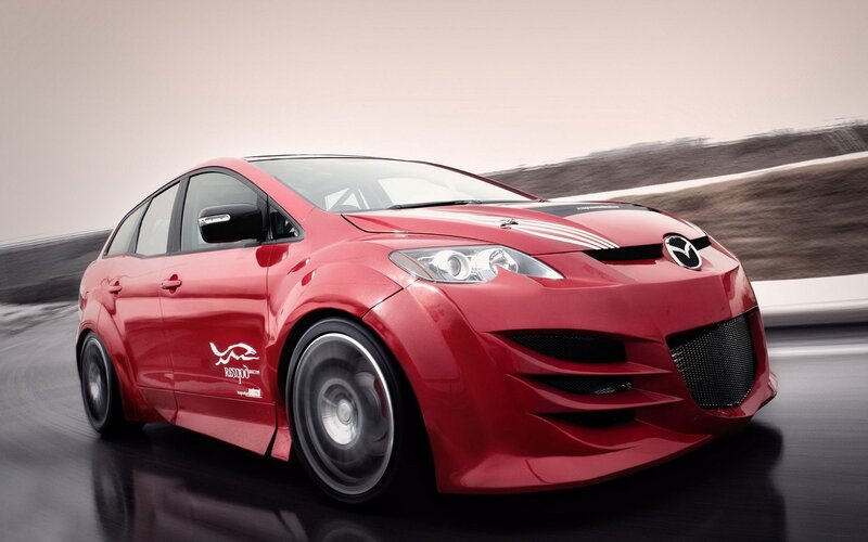 Red Mazda RX-8 race car
