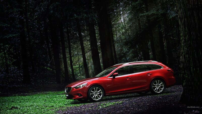 Red Mazda Station Wagon — Dramatic