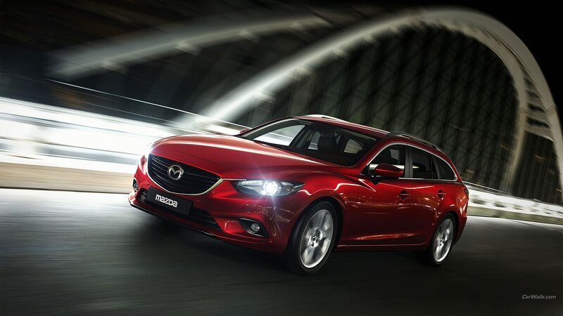 Red Mazda Station Wagon — Dynamic, Night
