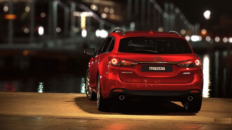 Red Mazda6 Station Wagon — Dramatic, Night, Photograph