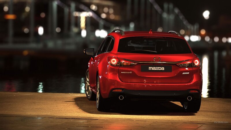 Red Mazda6 Station Wagon — Dramatic, Night