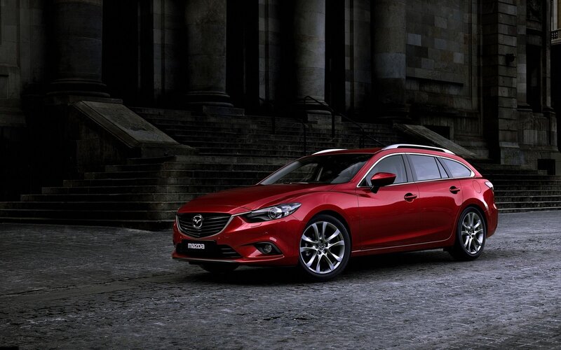 Red Mazda6 Station Wagon — Dramatic, Photograph, Building, Stairs