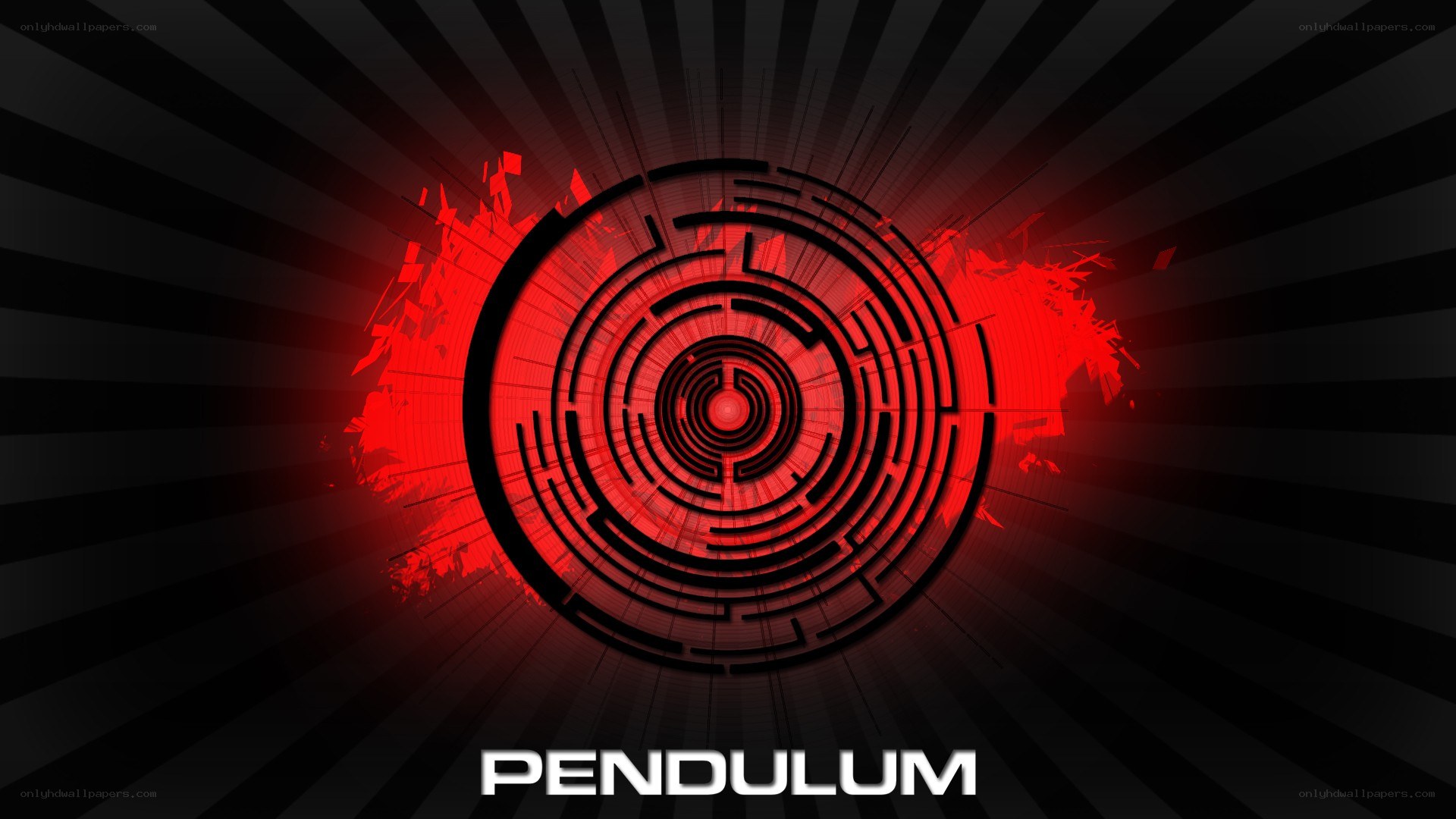 Red maze design with pendulum text